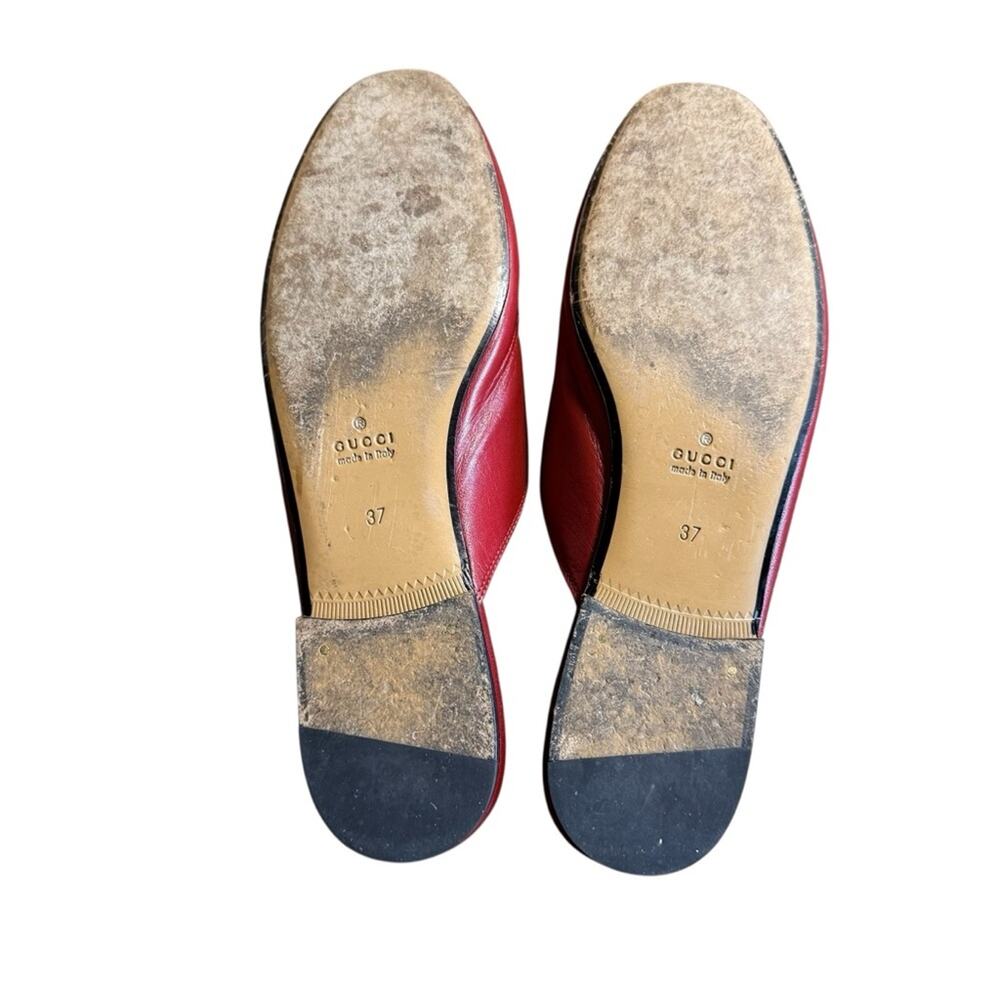 Gucci Princetown Red Leather Horsebit Slip On Iconic Mules Loafers EU 37 US 7 - Picture 10 of 14